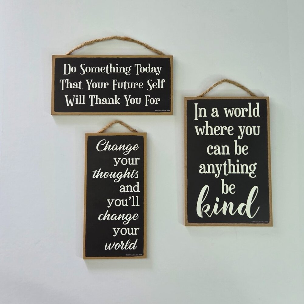 Inspirational and Positivity Wall Sign Bundle by Honeydew Gifts, Set of 3